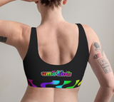 Emotion Rainbow Squiggles with Small Record Logo Bralette